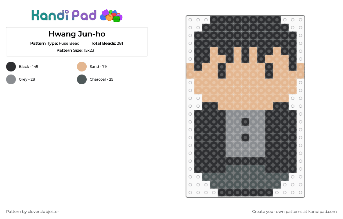 Hwang Jun-ho - Fuse Bead Pattern by cloverclubjester on Kandi Pad - beige
