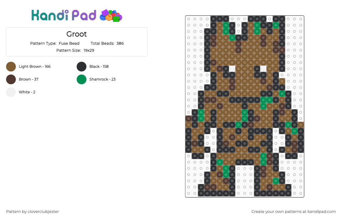 Groot - Fuse Bead Pattern by cloverclubjester on Kandi Pad - tan
