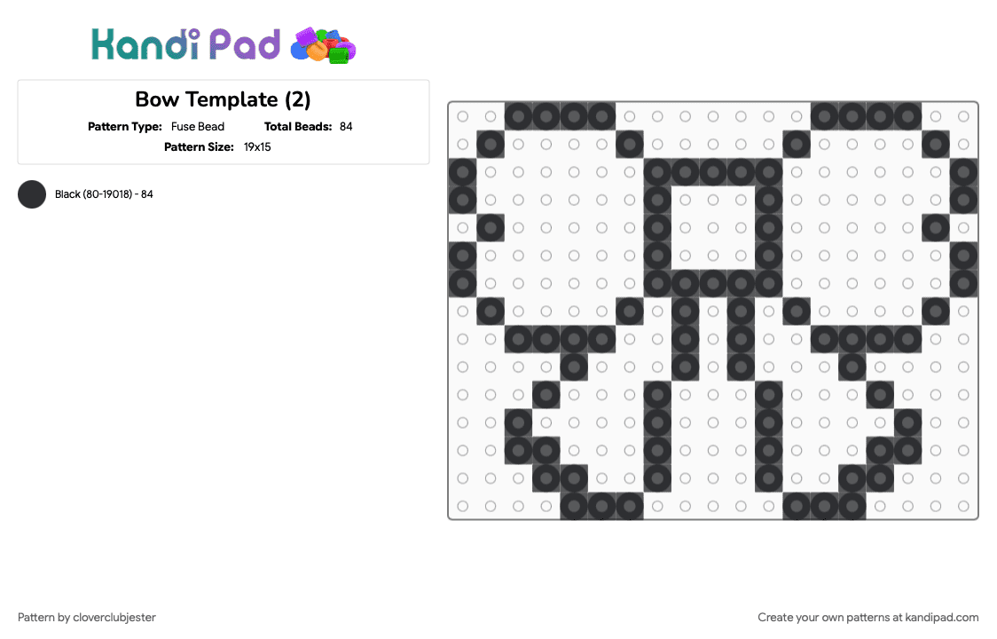 Bow Template (2) - Fuse Bead Pattern by cloverclubjester on Kandi Pad - 