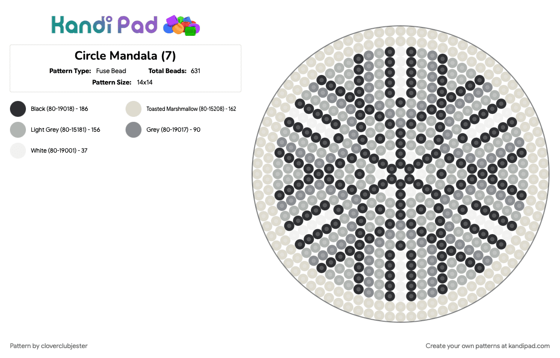 Circle Mandala Template - Fuse Bead Pattern by cloverclubjester on Kandi Pad - beige