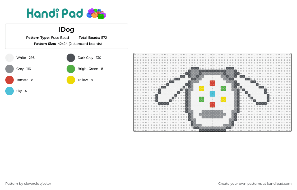 iDog - Fuse Bead Pattern by cloverclubjester on Kandi Pad - idog,robot,nostalgia,cute,toy,children,colorful,white