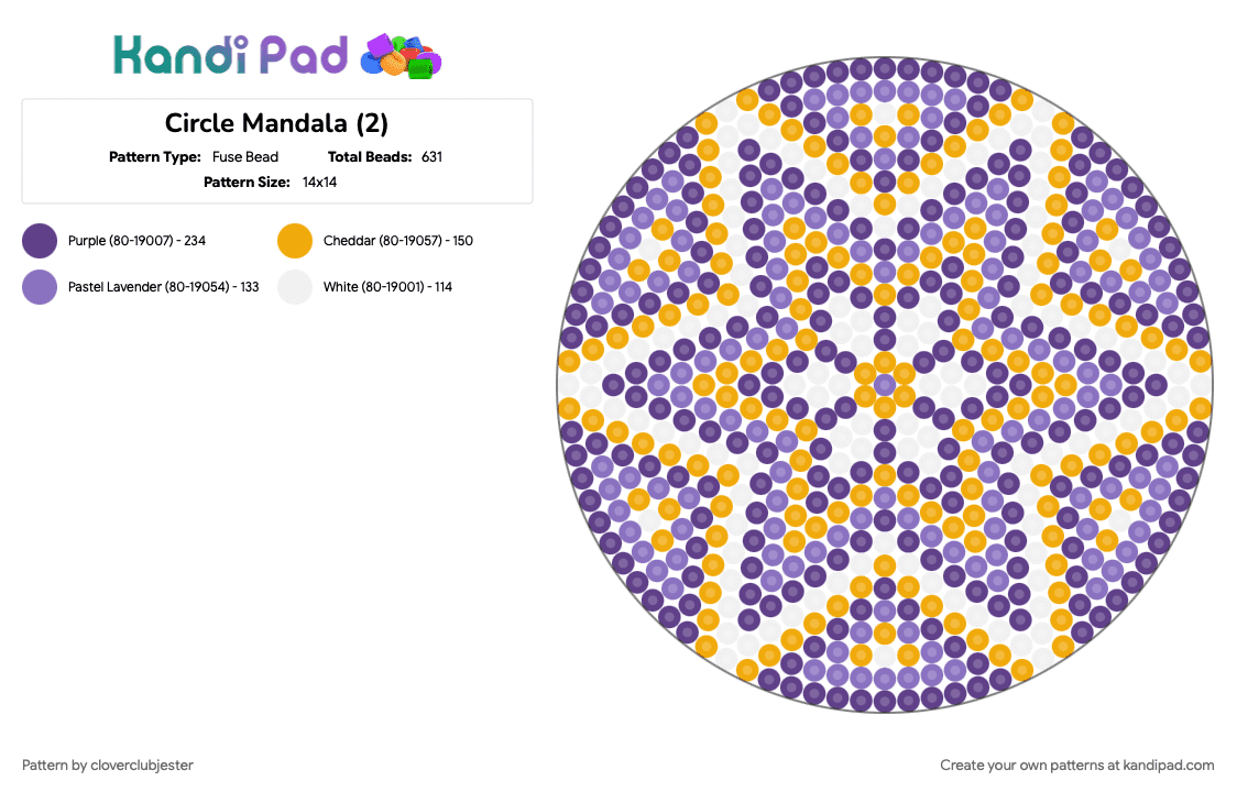 Circle Mandala (2) - Fuse Bead Pattern by cloverclubjester on Kandi Pad - 