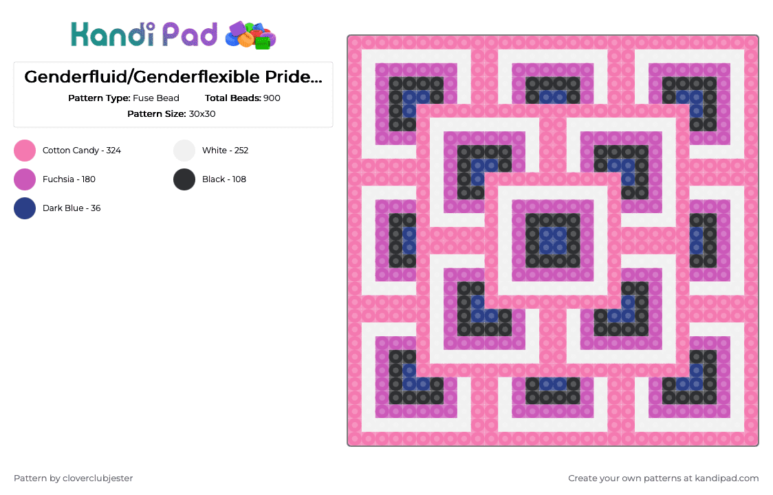 Genderfluid/Genderflexible Pride Quilt - Fuse Bead Pattern by cloverclubjester on Kandi Pad - pink