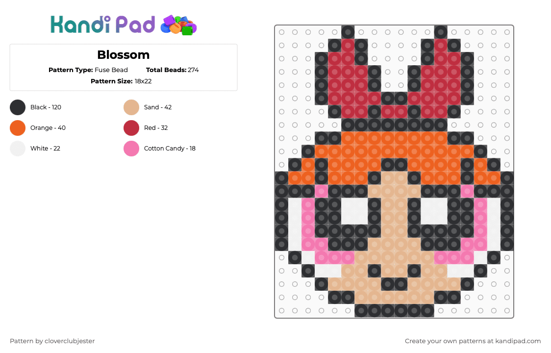Blossom - Fuse Bead Pattern by cloverclubjester on Kandi Pad - orange,red,beige