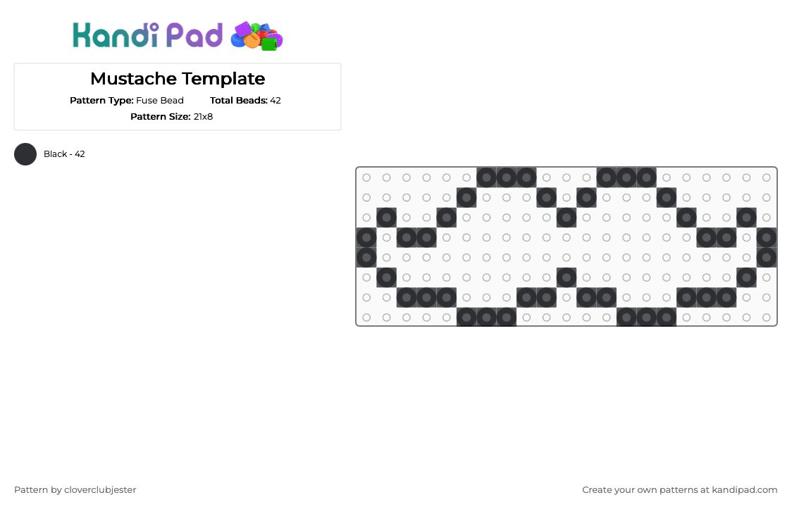 Mustache Template - Fuse Bead Pattern by cloverclubjester on Kandi Pad - black