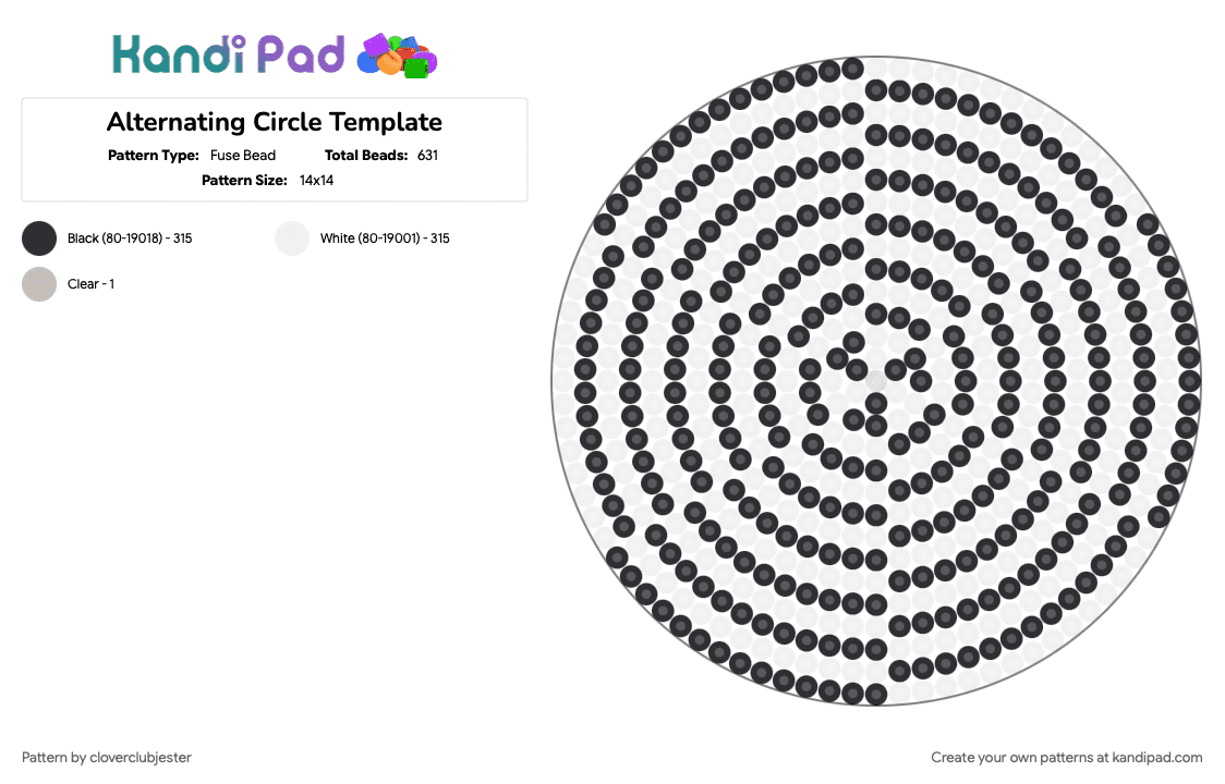 Alternating Circle Template - Fuse Bead Pattern by cloverclubjester on Kandi Pad - white