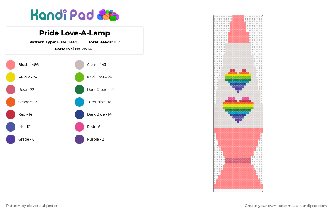 Pride Love-A-Lamp - Fuse Bead Pattern by cloverclubjester on Kandi Pad - red,beige