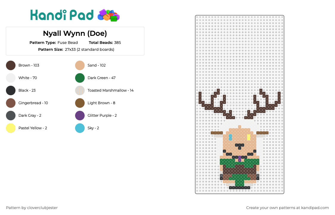 Nyall Wynn (Doe) - Fuse Bead Pattern by cloverclubjester on Kandi Pad - nyall wynn,deer,doe,serene,woodland,gentle eyes,tranquil,endearing,soft palette,tan