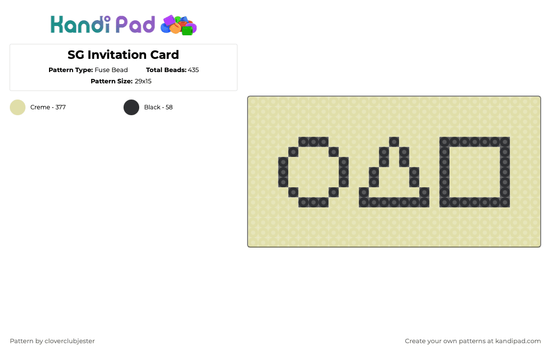 Squid Game Invitation Card - Fuse Bead Pattern by cloverclubjester on Kandi Pad - yellow
