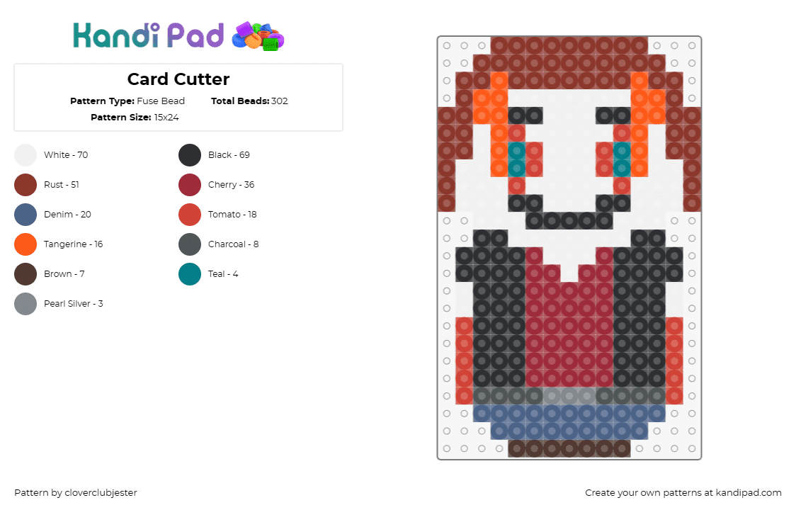 Card Cutter - Fuse Bead Pattern by cloverclubjester on Kandi Pad - horror,character,movie,weeble wobble,chibi,red,white