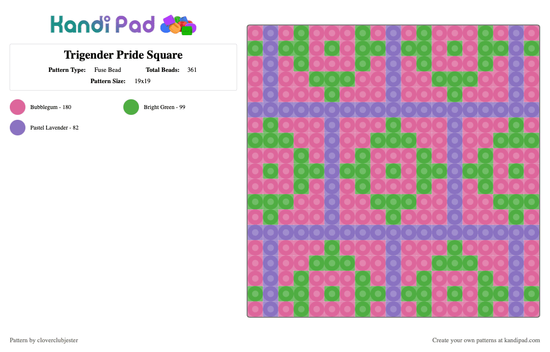 Trigender Pride Square - Fuse Bead Pattern by cloverclubjester on Kandi Pad - pink