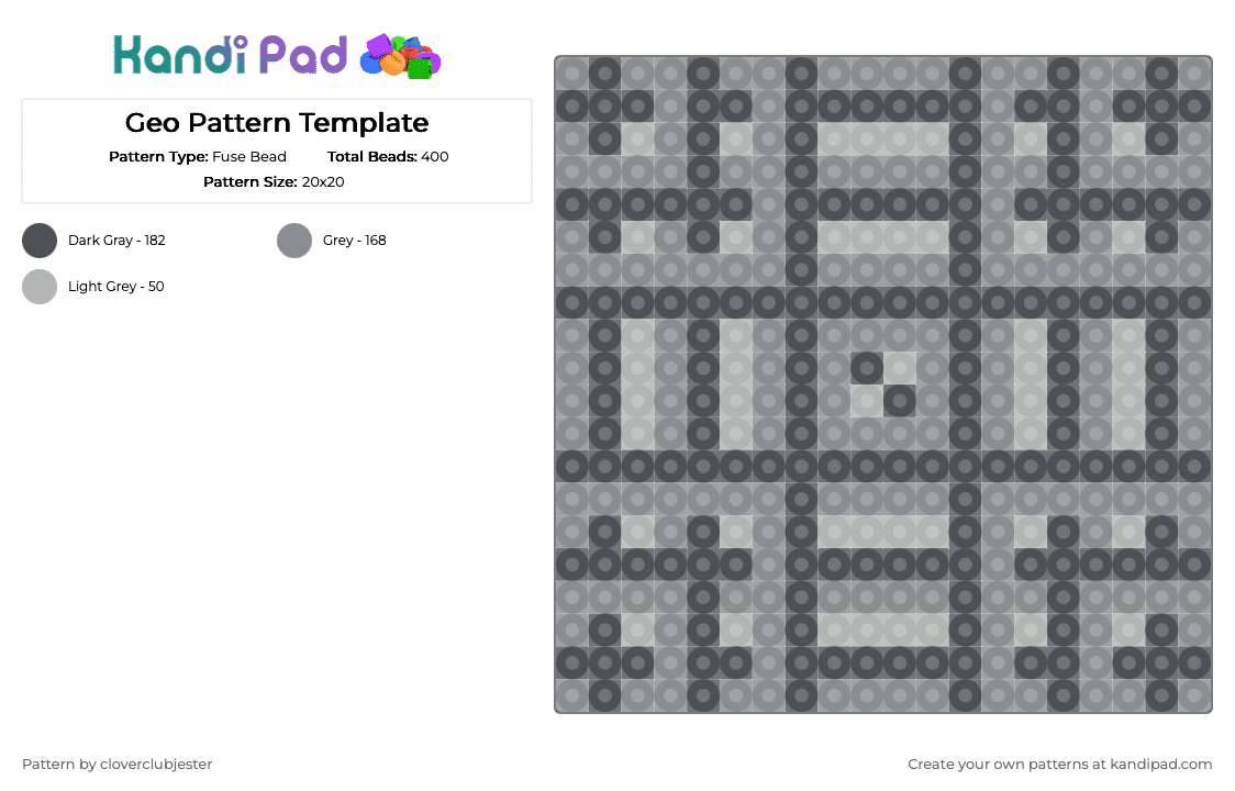 Geo Square Pattern Template - Fuse Bead Pattern by cloverclubjester on Kandi Pad - gray