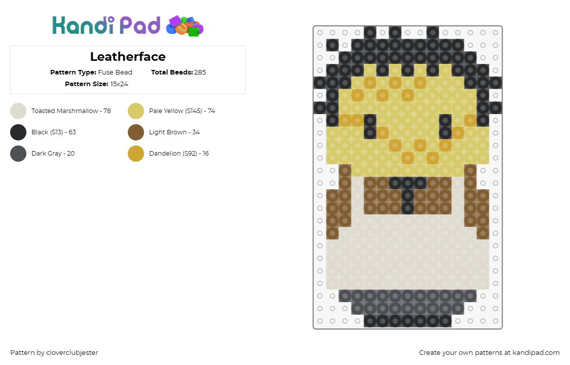 Leatherface - Fuse Bead Pattern by cloverclubjester on Kandi Pad - leatherface,texas chainsaw massacre,horror,character,halloween,movie,weeble wobb