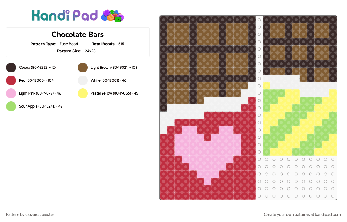 Chocolate Bars - Fuse Bead Pattern by cloverclubjester on Kandi Pad - brown, red, tan