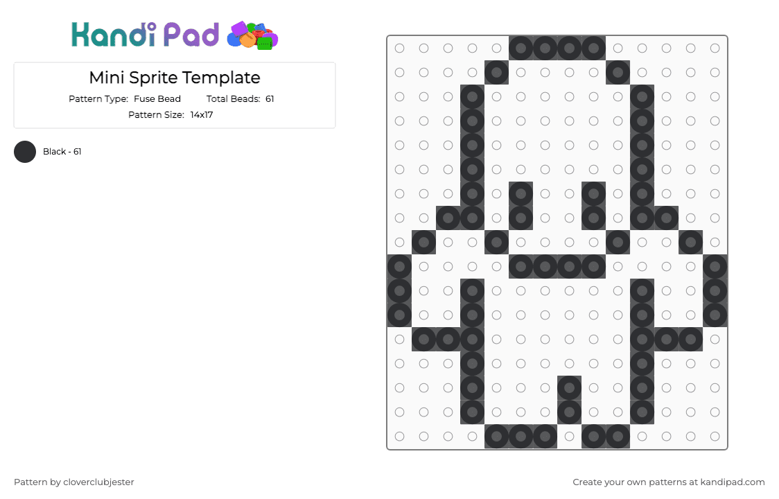 Mini Sprite Template - Fuse Bead Pattern by cloverclubjester on Kandi Pad - black