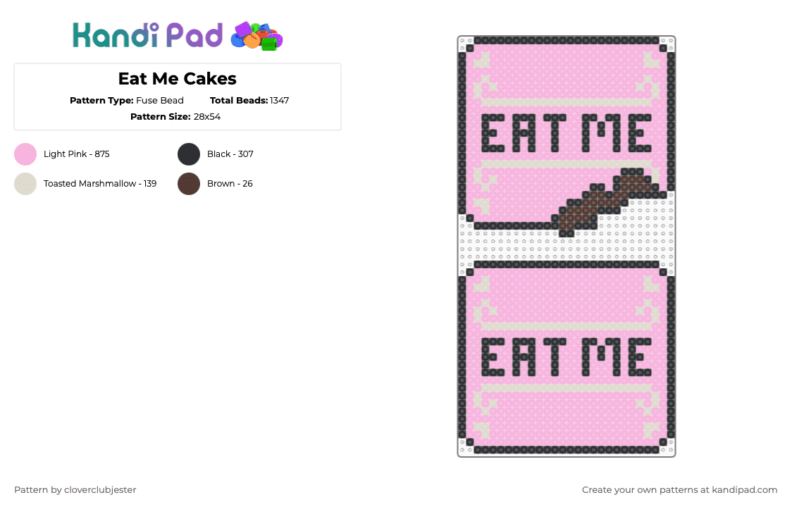 Eat Me Cakes - Fuse Bead Pattern by cloverclubjester on Kandi Pad - pink