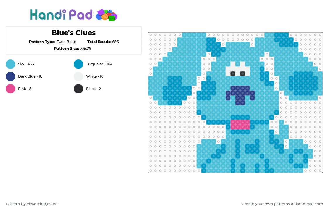 Blue\'s Clues - Fuse Bead Pattern by cloverclubjester on Kandi Pad - light blue