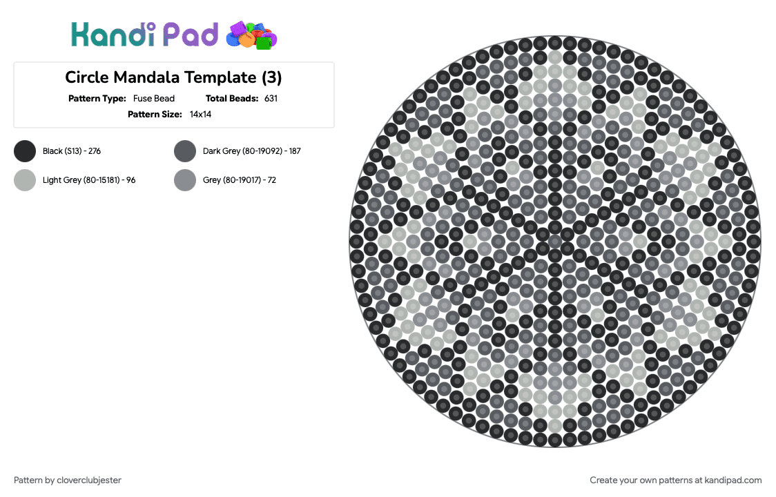 Circle Mandala Template (3) - Fuse Bead Pattern by cloverclubjester on Kandi Pad - 