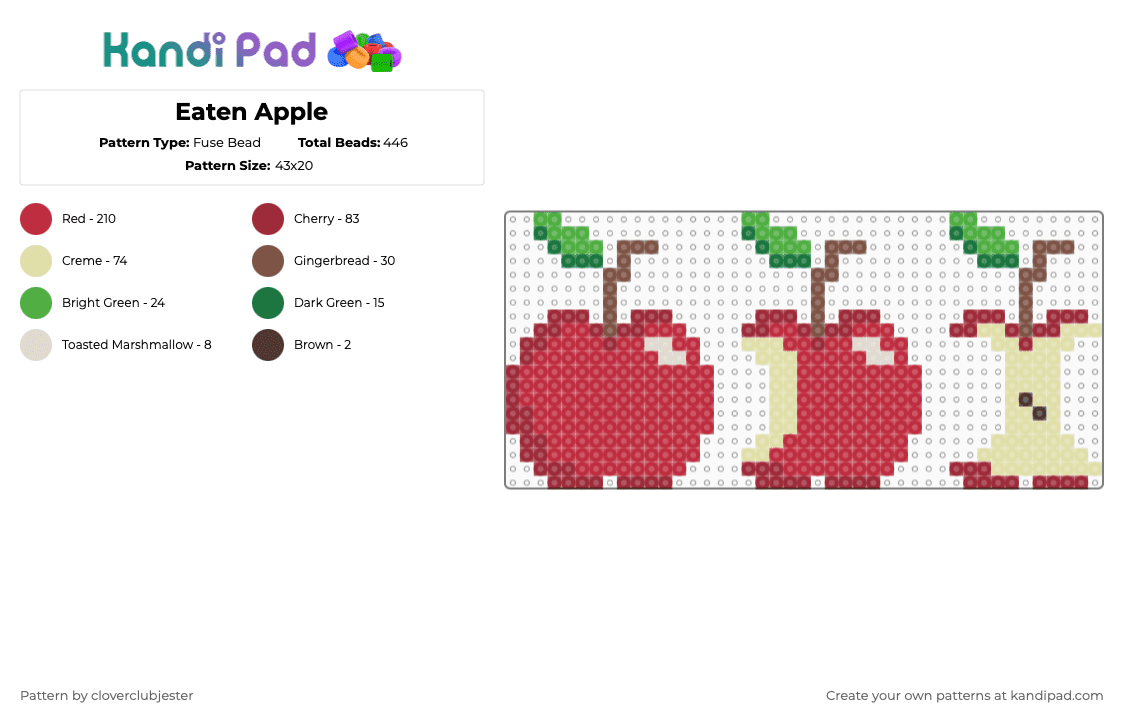 Eaten Apple - Fuse Bead Pattern by cloverclubjester on Kandi Pad - red,yellow