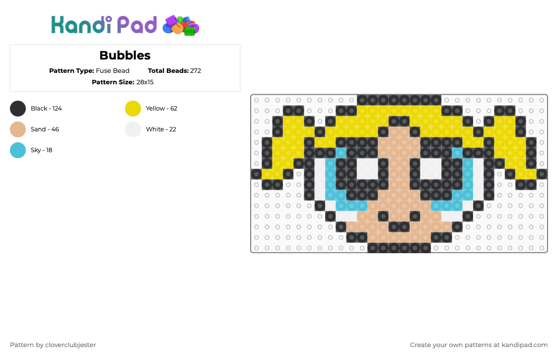 Bubbles - Fuse Bead Pattern by cloverclubjester on Kandi Pad - beige,yellow
