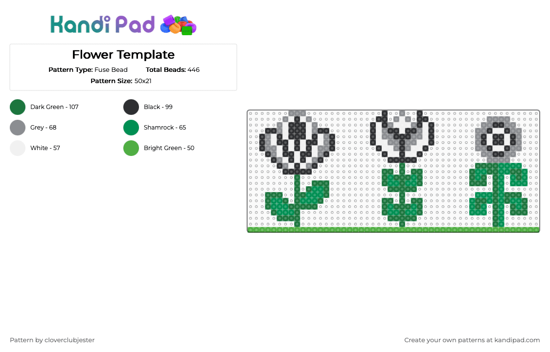Flower Template - Fuse Bead Pattern by cloverclubjester on Kandi Pad - green