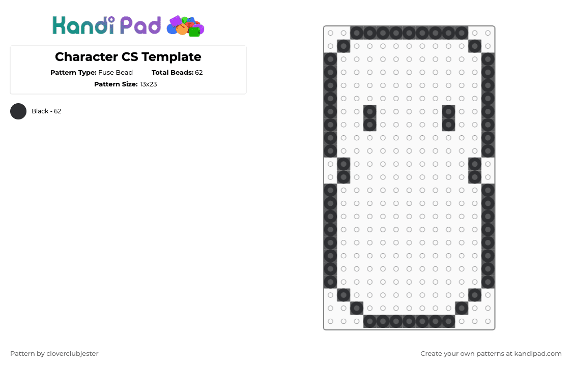 Character CS Template - Fuse Bead Pattern by cloverclubjester on Kandi Pad - black