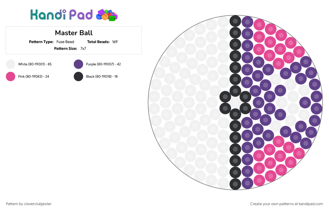 Master Ball - Fuse Bead Pattern by cloverclubjester on Kandi Pad - pink, purple