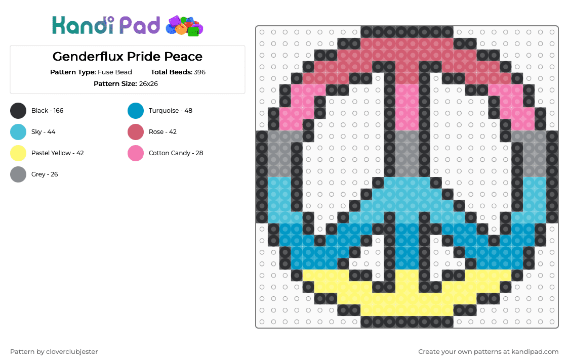 Genderflux Pride Peace - Fuse Bead Pattern by cloverclubjester on Kandi Pad - light blue