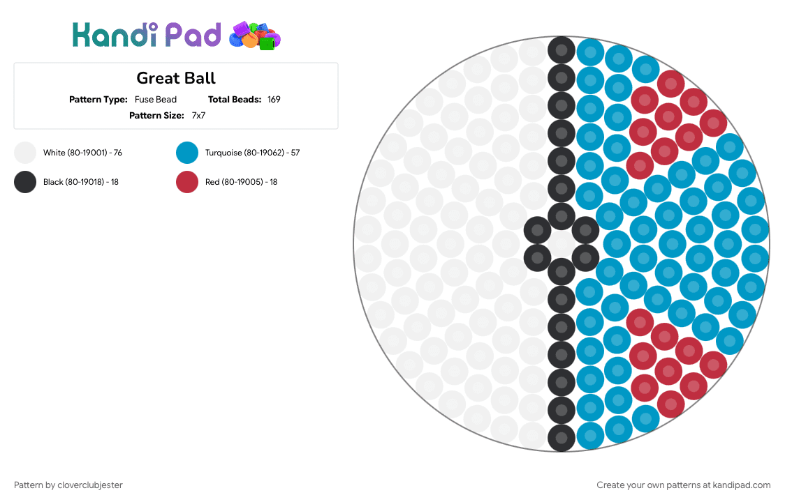 Great Ball - Fuse Bead Pattern by cloverclubjester on Kandi Pad - light blue