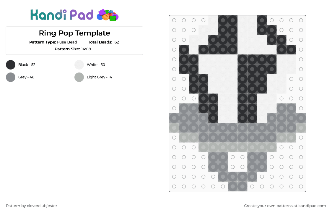 Ring Pop Template - Fuse Bead Pattern by cloverclubjester on Kandi Pad - gray