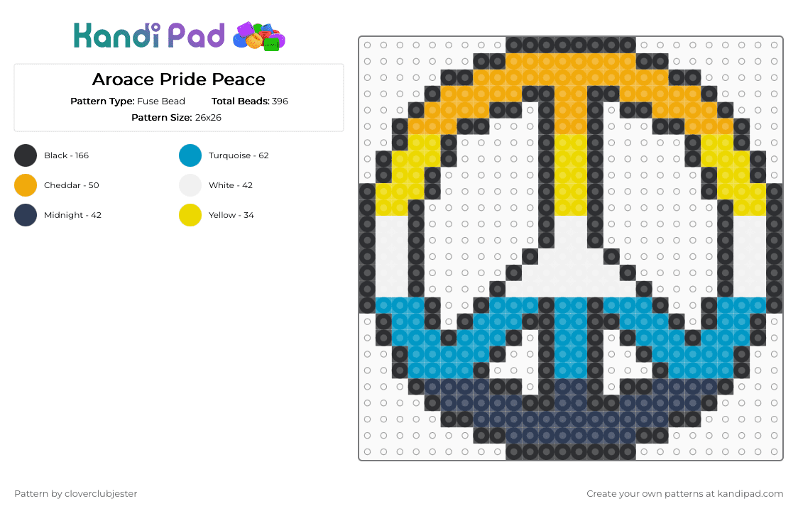 Aroace Pride Peace - Fuse Bead Pattern by cloverclubjester on Kandi Pad - orange,light blue