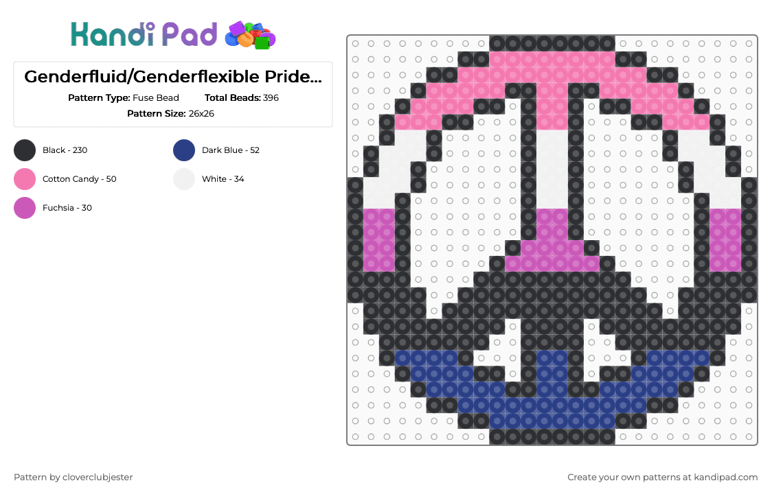 Genderfluid/Genderflexible Pride Peace - Fuse Bead Pattern by cloverclubjester on Kandi Pad - black,pink,blue,pride,lgbtqia,peace
