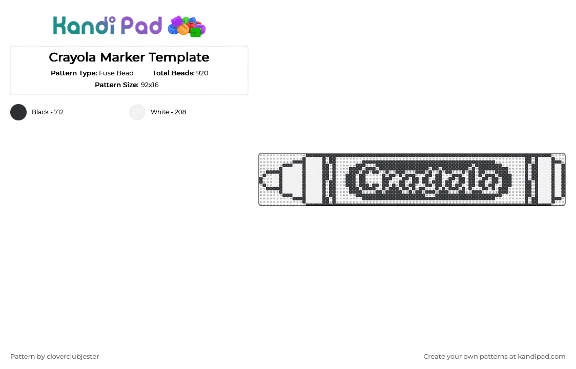 Crayola Marker Template - Fuse Bead Pattern by cloverclubjester on Kandi Pad - black