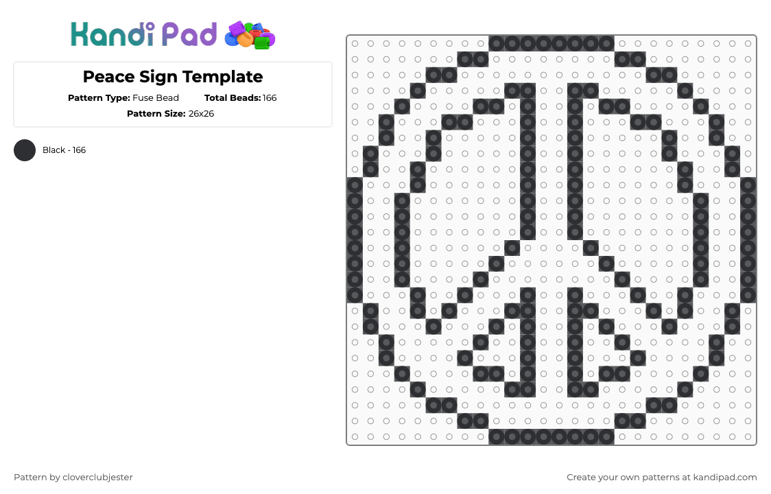 Peace Sign Template - Fuse Bead Pattern by cloverclubjester on Kandi Pad - black