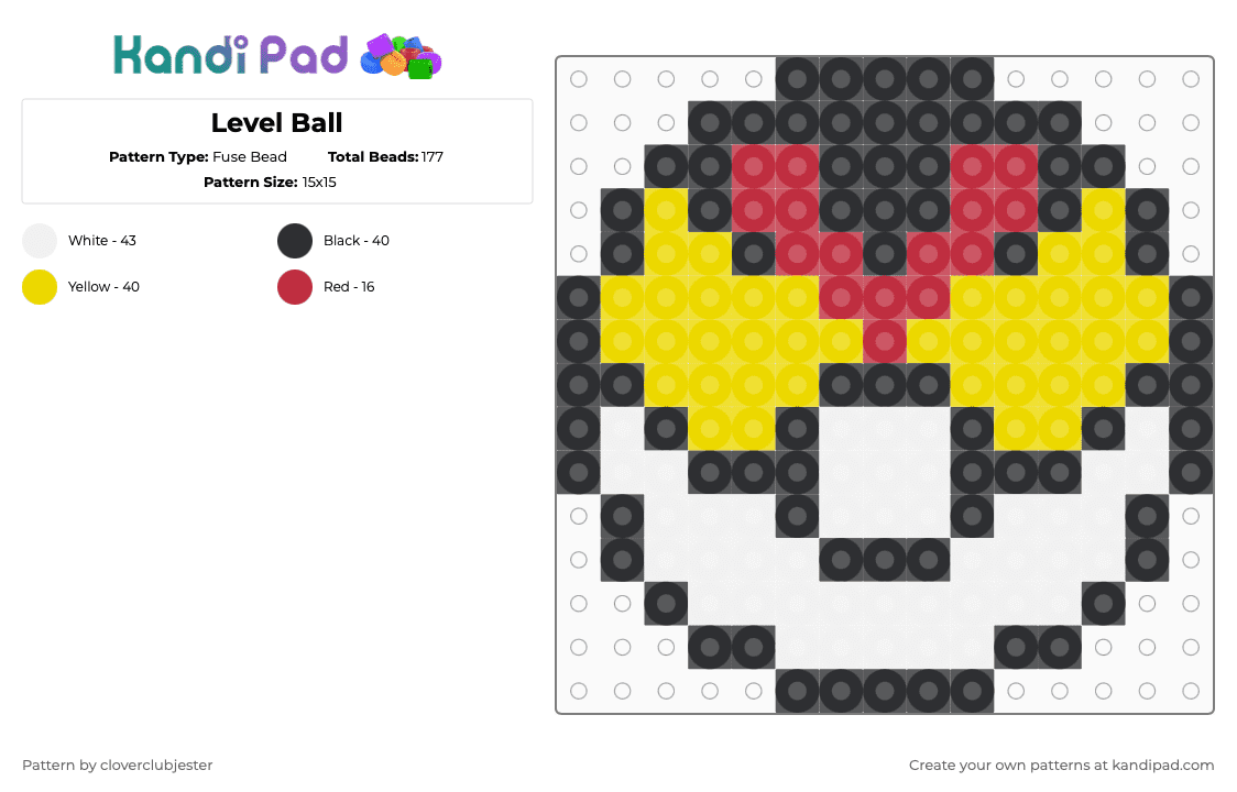 Level Ball - Fuse Bead Pattern by cloverclubjester on Kandi Pad - red,yellow
