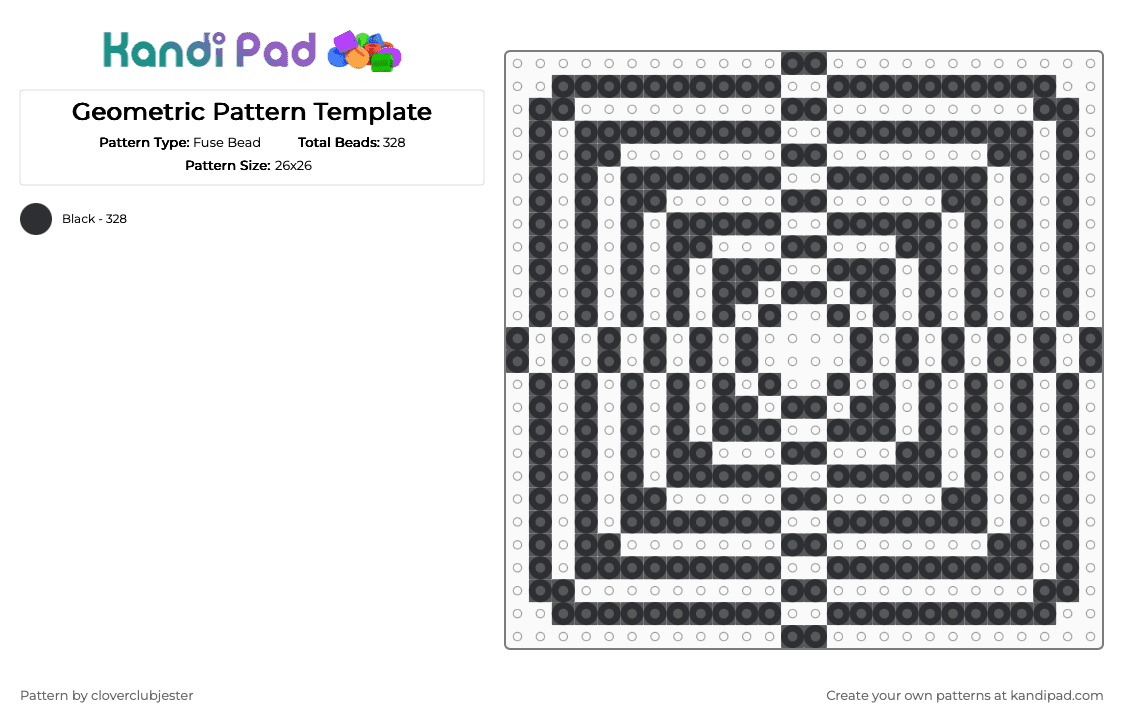 Geometric Pattern Template - Fuse Bead Pattern by cloverclubjester on Kandi Pad - black