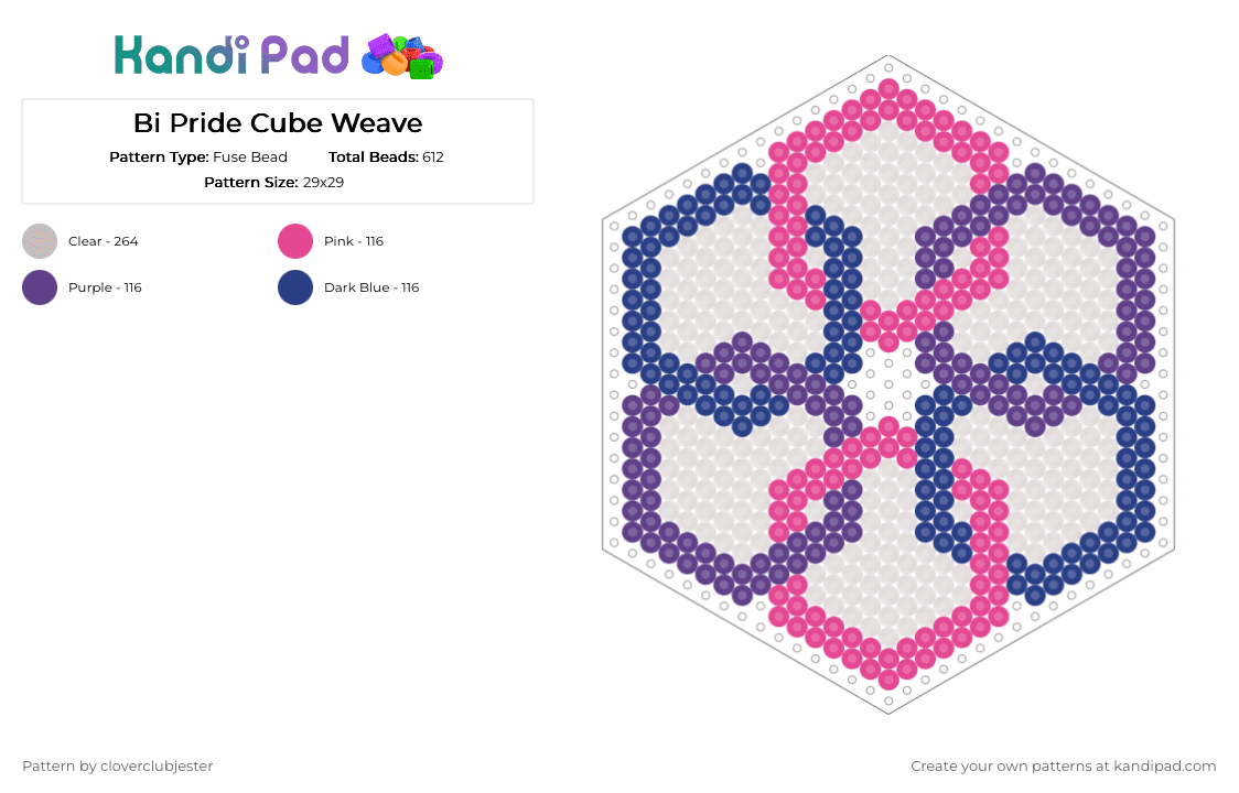 Bi Pride Cube Weave - Fuse Bead Pattern by cloverclubjester on Kandi Pad - beige
