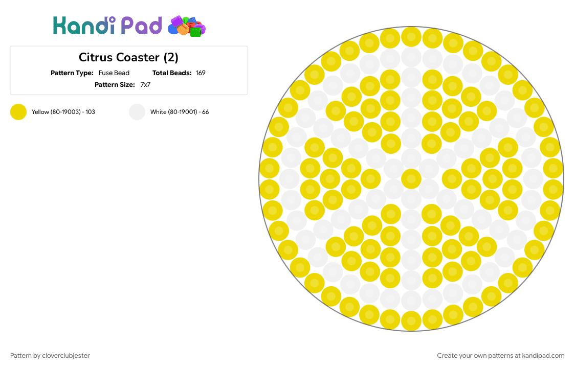 Citrus Coaster (2) - Fuse Bead Pattern by cloverclubjester on Kandi Pad - 