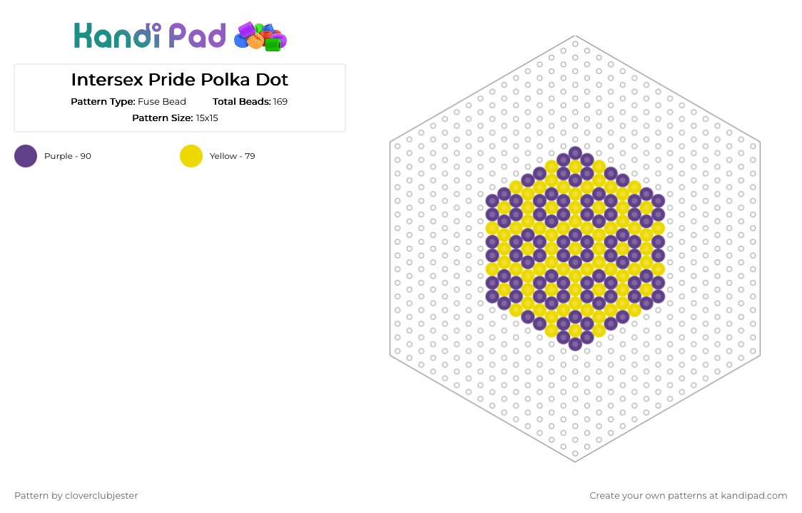Intersex Pride Polka Dot - Fuse Bead Pattern by cloverclubjester on Kandi Pad - yellow,purple