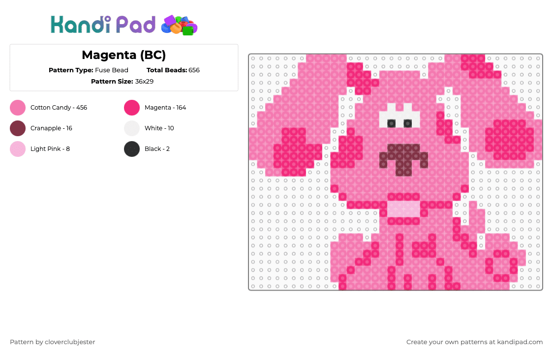 Magenta (BC) - Fuse Bead Pattern by cloverclubjester on Kandi Pad - pink