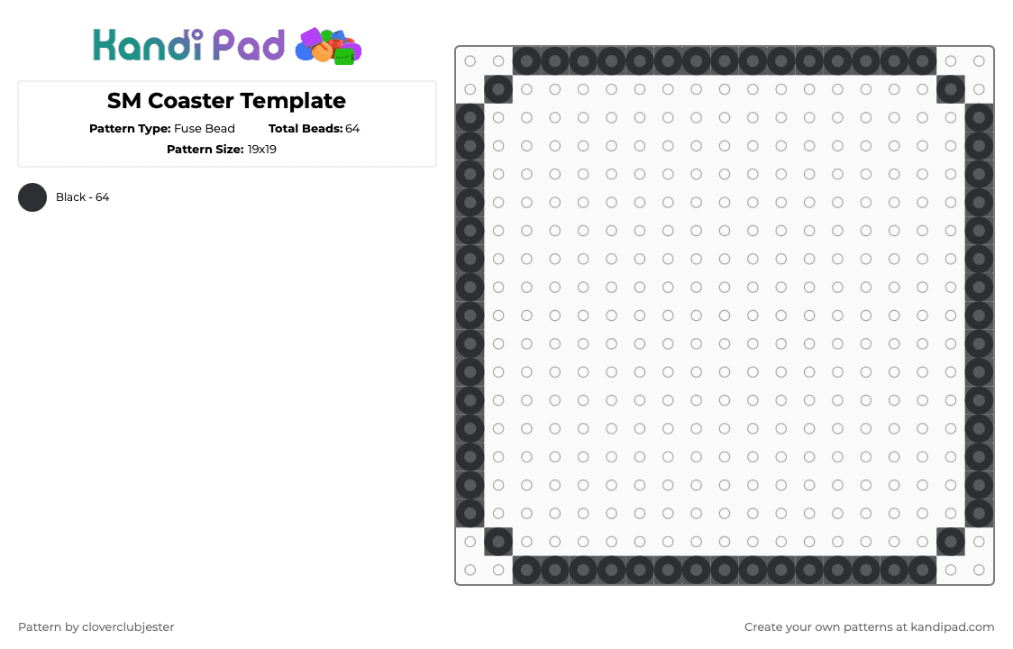 SM Coaster Template - Fuse Bead Pattern by cloverclubjester on Kandi Pad - black