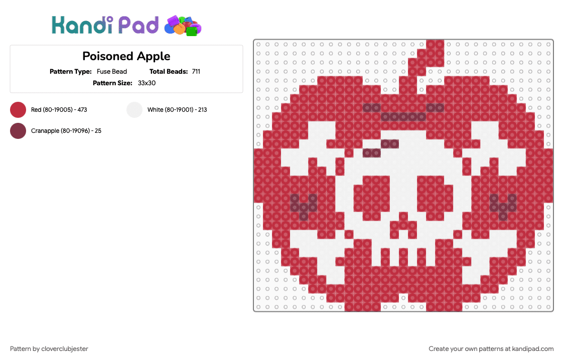 Poisoned Apple - Fuse Bead Pattern by cloverclubjester on Kandi Pad - red