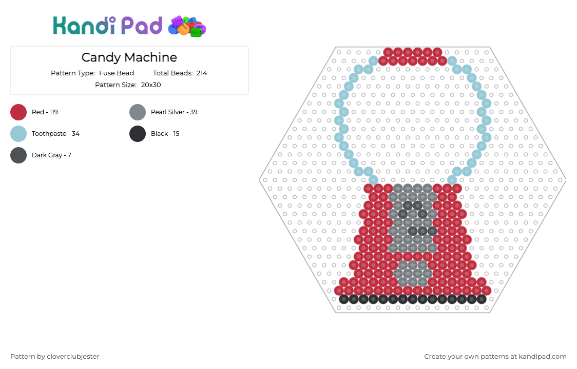 Candy Machine - Fuse Bead Pattern by cloverclubjester on Kandi Pad - red