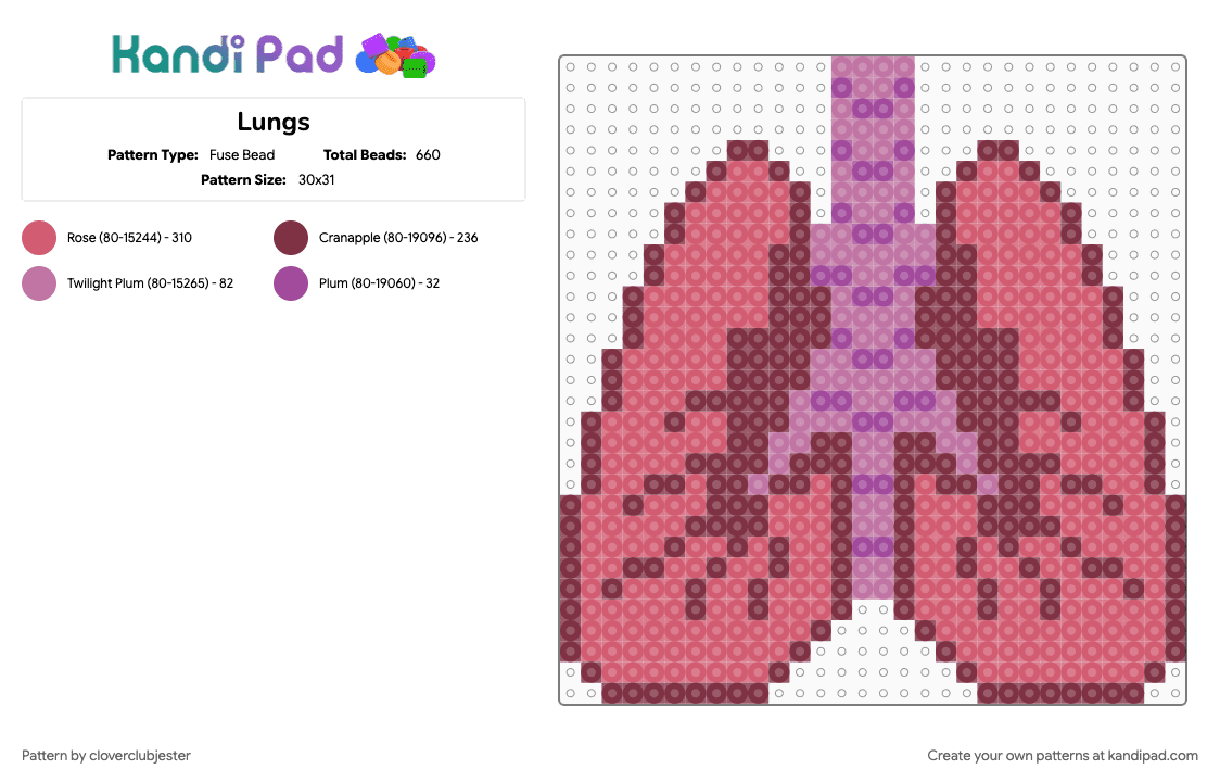 Lungs - Fuse Bead Pattern by cloverclubjester on Kandi Pad - brown, red