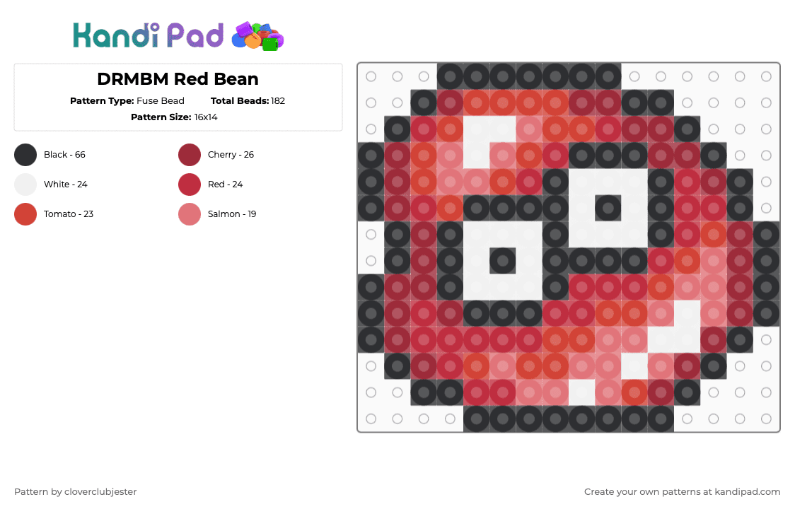 Red Bean - Fuse Bead Pattern by cloverclubjester on Kandi Pad - red