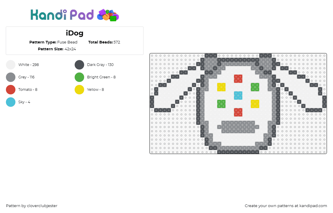 iDog - Fuse Bead Pattern by cloverclubjester on Kandi Pad - idog,robot,nostalgia,cute,toy,children,colorful,white