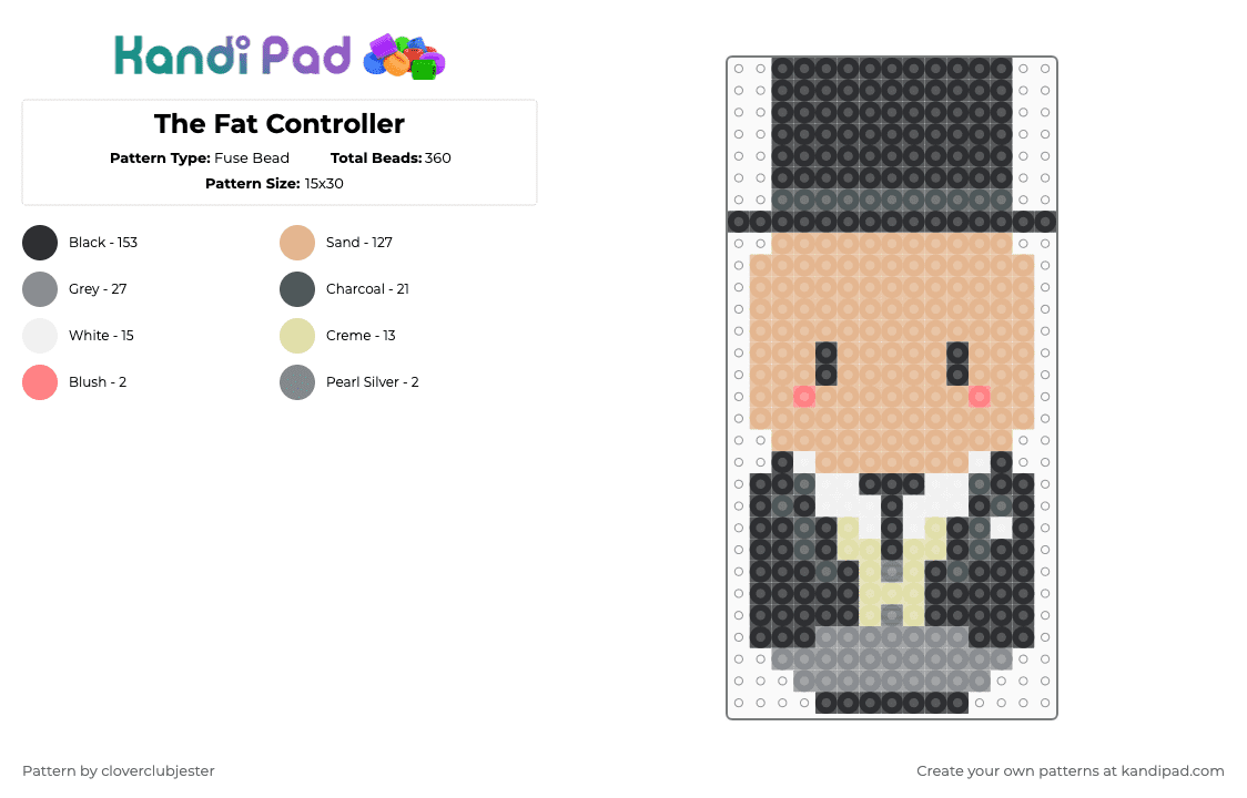 The Fat Controller - Fuse Bead Pattern by cloverclubjester on Kandi Pad - beige