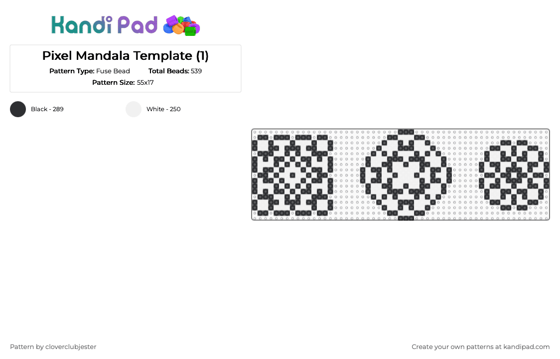 Pixel Mandala Template (1) - Fuse Bead Pattern by cloverclubjester on Kandi Pad - black,white