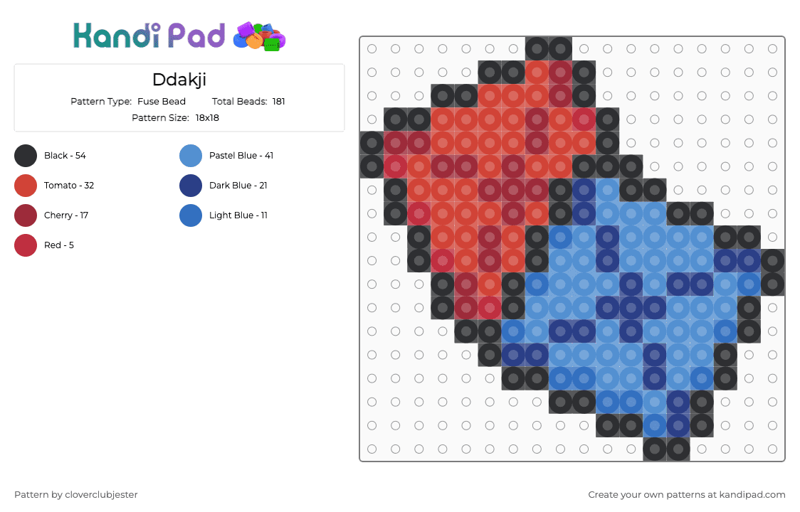 Ddakji - Fuse Bead Pattern by cloverclubjester on Kandi Pad - red,light blue