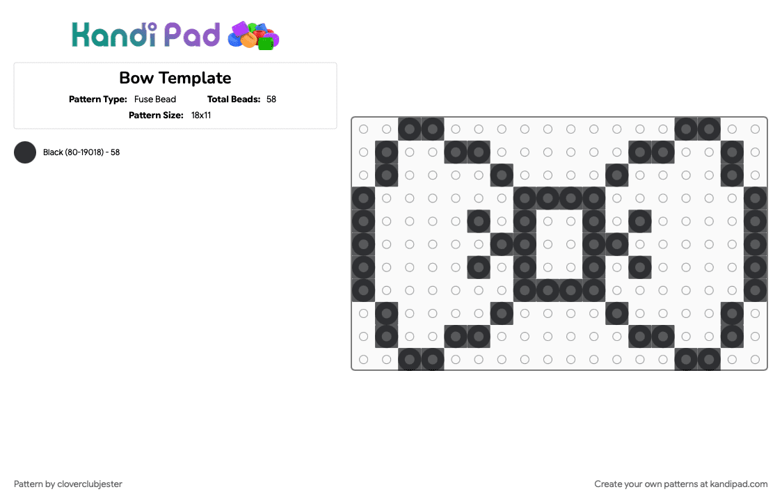 Bow Template - Fuse Bead Pattern by cloverclubjester on Kandi Pad - 